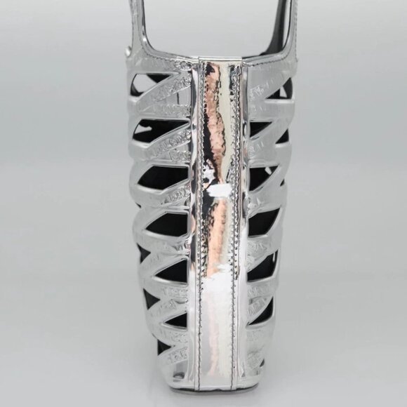 BALENCIAGA Neophone Holder Shoulder Bag Enamel Silver 660787 Auth 110436AV - Picture 4 of 15